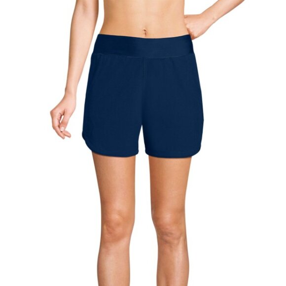 Lands' End Women's Deep Blue Swim Coverup Shorts - Picture 1 of 11